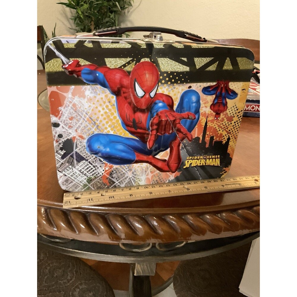 Vintage Spider-Man Lunchbox Metal Tool Gear Container Collector Box